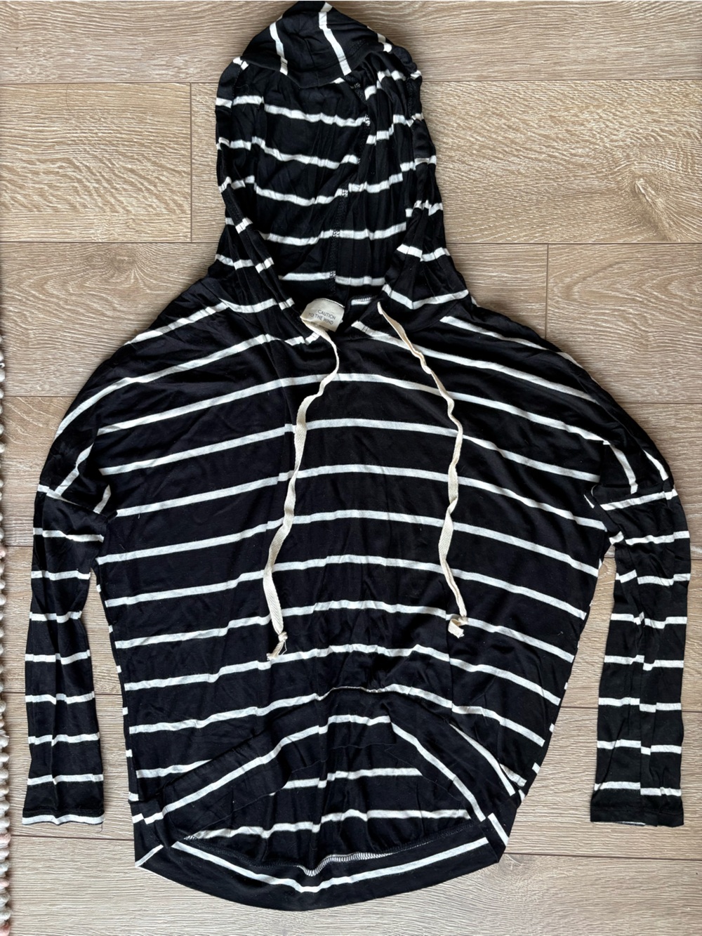 Caution To The Wind Black & White Striped Hoodie